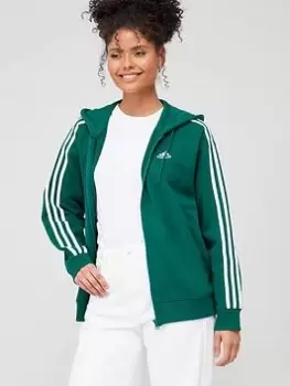 adidas Sportswear Essentials 3-stripes French Terry Oversized Full-zip Hoodie - Green, Size XS, Women