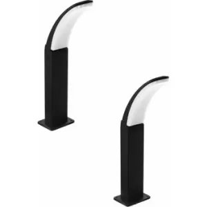 2 pack IP44 Outdoor Pedestal Light Black Aluminium 11W LED Wall Post Lamp