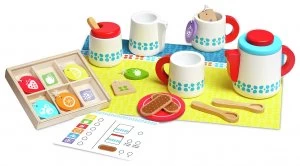 Melissa Doug Wooden Steep Serve Tea Set.