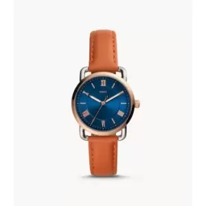 Fossil Womens Copeland Three-Hand Tan Leather Watch - Brown