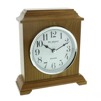 WILLIAM WIDDOP Wooden Carriage Mantel Clock - Oak