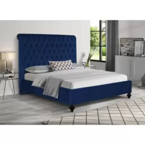 Fiona Upholstered Beds - Plush Velvet, King Size Frame, Blue - Blue