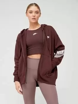 Nike Dance Zip Through Hoodie - Burgundy, Brown, Size XS, Women