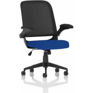 Plano Task Operator Bespoke Fabric Seat Stevia Blue Mesh Chair With Folding Arms