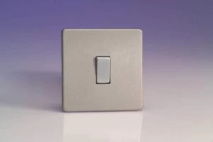 Varilight Screwless 1 Gang 2 Way Switch With Metal Rocker (Single XDS1S) - Brushed Steel - XDS1S