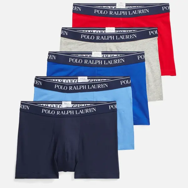 Polo Ralph Lauren Mens Classic 5 Pack Trunks - Red/Grey/Royal/Blue/Navy - XL