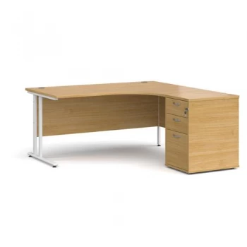 Maestro 25 right hand ergonomic desk 1600mm with white cantilever