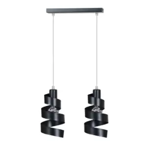 Saga Black Bar Pendant Ceiling Light 2x E27