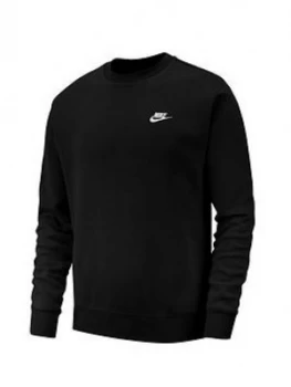 Nike Sportswear Club Fleece Crew Neck Sweat, Black, Size L, Men