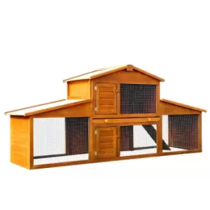 Pawhut Deluxe Fir Wood Rabbit Hutch w/ 2-tier Metal - Yellow