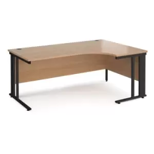 Office Desk Right Hand Corner Desk 1800mm Beech Top With Black Frame 1200mm Depth Maestro 25 MCM18ERKB