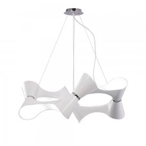 Ceiling Pendant 8 Twisted Round Light E27, Gloss White Acrylic, Polished Chrome