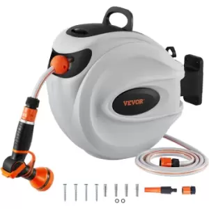 35M Retractable Hose Reel Auto Retract Water Hose Reel 1/2' x 115ft 180°Swivel Wall-Mounted Garden Hose Reel Hose pipe 3-Layer pvc Hose - Vevor