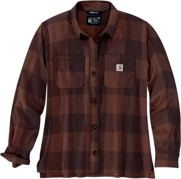 Carhartt Midweight Flannel Ladies Shirt, brown, Size L for Women