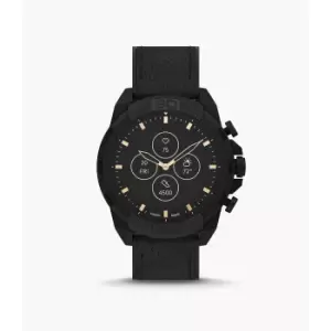 Fossil Mens Hybrid Smartwatch Hr 44Mm Bronson Leather - Black