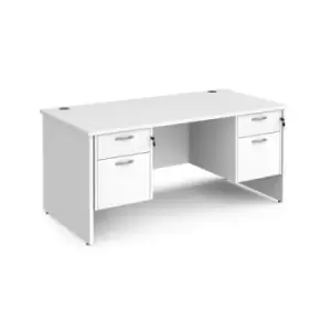 Office Desk Rectangular Desk 1600mm With Double Pedestal White Top And Panel End Leg 800mm Depth Maestro 25 MP16P22WH