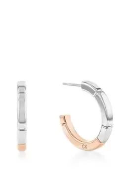 Calvin Klein Women'S Calvin Klein Two Tone Stainless Steel And Rose Gold Ip Hoop Earrings