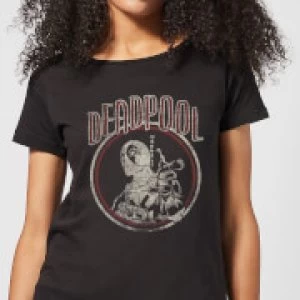 Marvel Deadpool Vintage Circle Womens T-Shirt - Black