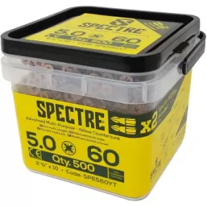 Spectre Woodscrew Tub 5.0x60mm (500 Piece) in Gold