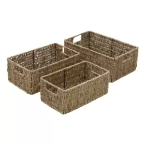 Jvl Seagrass Set Of 3 Rectangular Storage Baskets