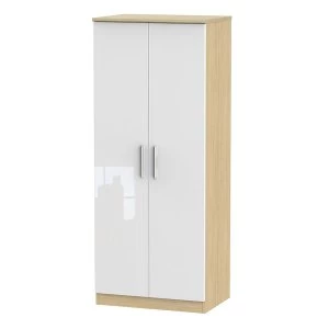 Robert Dyas Kirkhill Ready Assembled 2-Door Wardrobe -White Pine