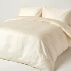 Cream Organic Cotton Duvet Cover Set 400 Thread Count, Super King - Cream - Cream - Homescapes