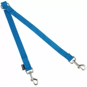 Double Dog Pet Lead Leash Splitter Coupler with Clip for Collar Harness - Blue - Bunty