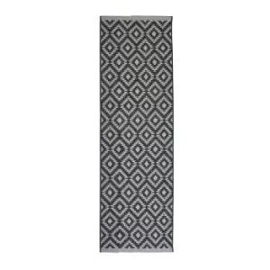 Homemaker Indoor Outdoor Geo Rug Black 067X200Cm