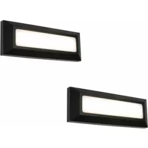 Loops - 2 pack Outdoor IP65 Pathway Guide Light - Direct 3W Warm White LED - Black abs