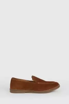 Tan Suede Slip On Loafers