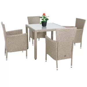 4 Seat Poly Rattan Garden Dining Set Florenz Beige