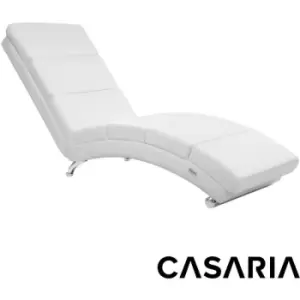 CASARIA Chaise Longue Relaxing Faux Leather Lounger Reclining Living Room Single Chair Recliner Bedroom Office Seat Faux Leather White