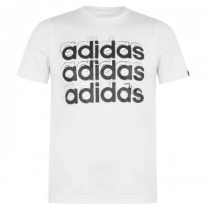 adidas Foil Repeat T Shirt Junior Boys - Wht/Blk/Silver