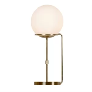 Sphere 1 Light Table Globe Lamp White, Antique Brass with Glass Shade, E27