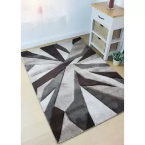 Modern Shatter Splinter Design Hand Carved Soft Beige/Brown Rug Home Carpet in 120x170cm (4'x5'6'')