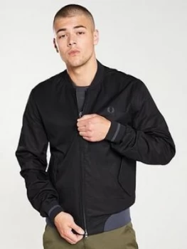 Fred Perry Twill Bomber Jacket - Black, Size S, Men