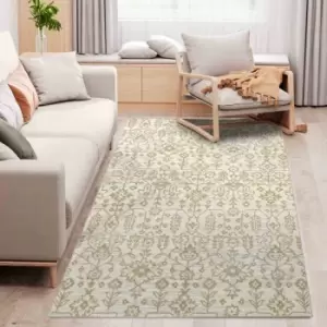 HOMCOM 230 X 160Cm Beige Rug Floral Pattern Carpet For Living Room And Bedroom