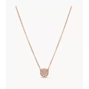 Fossil Womens Rose Gold-Tone Stainless Steel Necklace - Rose Gold