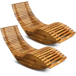 Rocking Sun Lounger 2Pcs Set Acacia Wood FSC -certified