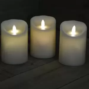 Set of 3 - 13cm x 9cm Battery Operated Dancing Flame Candle with Timer in Cream