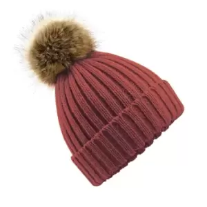 Beechfield Unisex Fur Pop Pom Chunky Beanie (One Size) (Orange Rust)