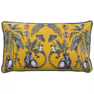 Wild Mirrored Creatures Cushion Yellow