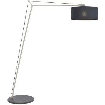 Merano Ravenna Floor Lamp Matt Nickel Plate & Black Cotton Fabric