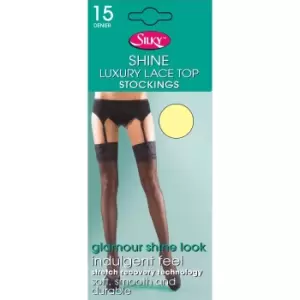 Silky Womens/Ladies Shine Lace Stockings (1 Pair) (Medium (5ft-5ft8a)) (Cream)