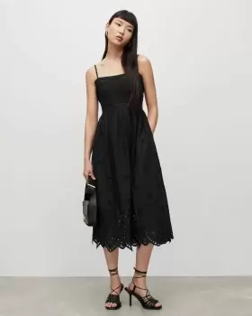 AllSaints Whitley Broderie Midi Dress