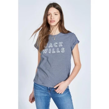 Jack Wills Sophie Graphic Boyfriend T-Shirt - Navy/White