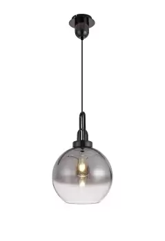 Dome Ceiling Pendant E27 With 30cm Globe Glass, Black Chrome, Matt Black, Smoked, Clear