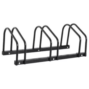 HOMCOM 3-Bicycle Stand Parking Rack - Black