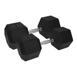 UFE Urban Fitness Pro Hex Dumbbell - Rubber Coated (pair) (2 X 17.5Kg, Black)