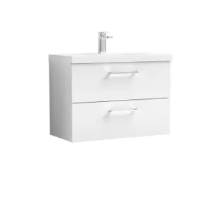 Nuie Arno 800mm Wall Hung 2 Drawer Vanity & Basin 1 Gloss White